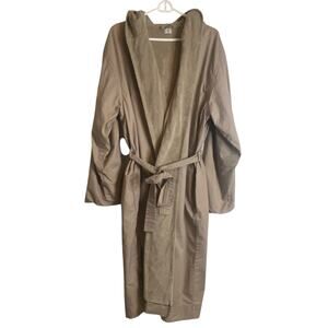 Restoration Hardware RH Unisex 100% Cotton Hooded Spa Robe Size Large in Brown